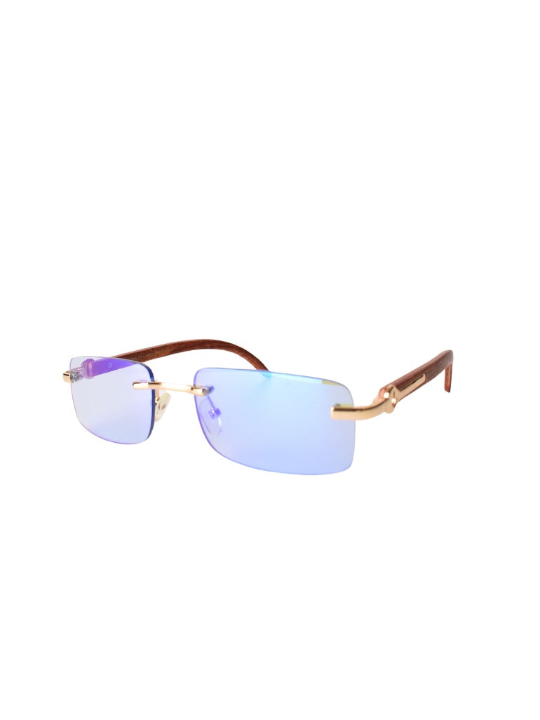 LUNETTES CENTRAL VISION BLEU/DORÉ RECTANGLE