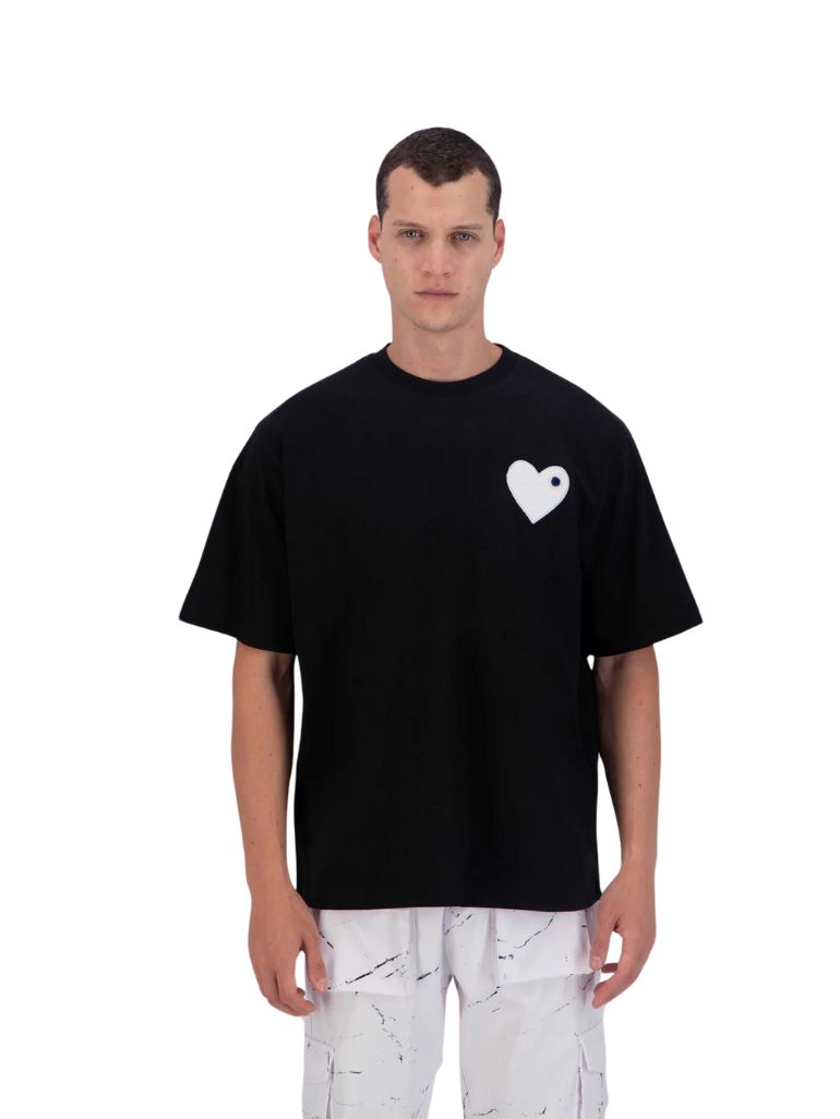 TSHIRT ADJ NOIR COEUR BLANC