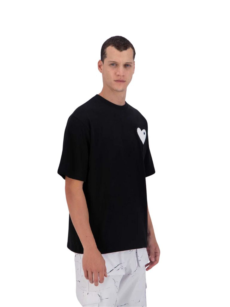 TSHIRT ADJ NOIR COEUR BLANC