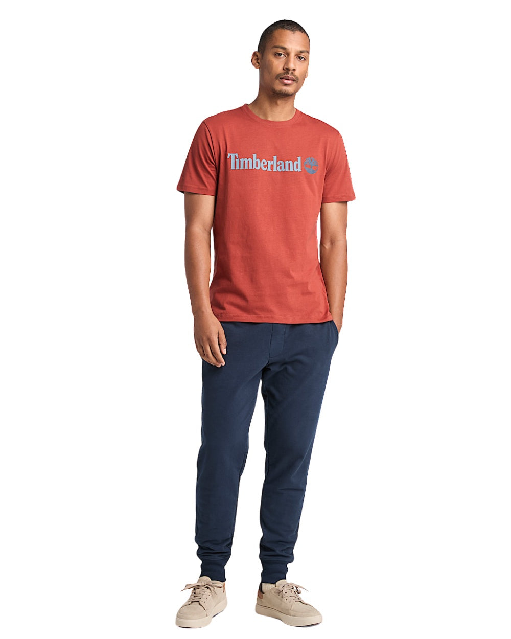 TSHIRT TIMBERLAND LINEAR LOGO SHORT SLEEVE ROUGE