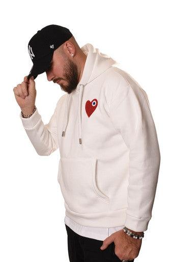 HOODIE ADJ BLANC COEUR ROUGE - Cashville
