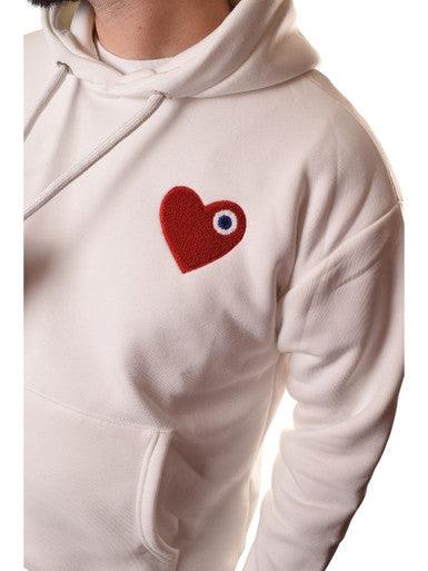 HOODIE ADJ BLANC COEUR ROUGE - Cashville