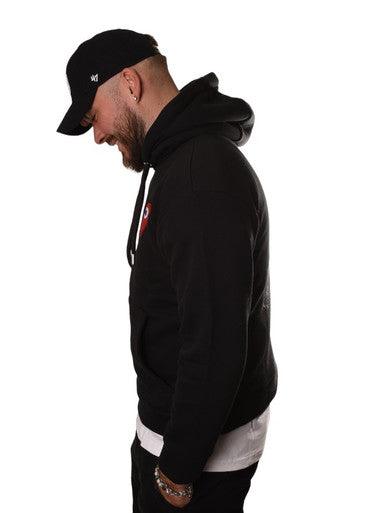 HOODIE ADJ NOIR COEUR ROUGE - Cashville