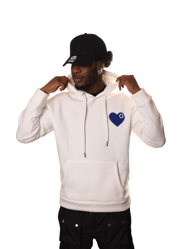 HOODIE ADJ BLANC COEUR BLEU - Cashville