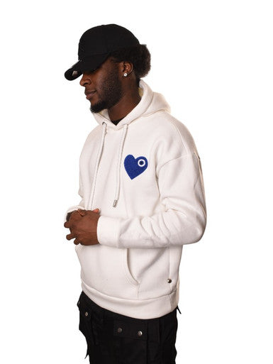 HOODIE ADJ BLANC COEUR BLEU - Cashville