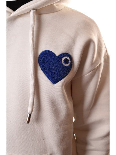 HOODIE ADJ BLANC COEUR BLEU - Cashville