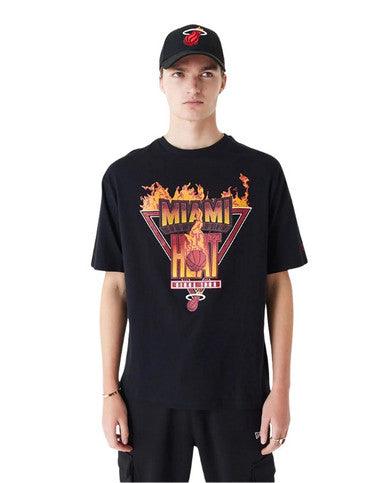 T-shirt Oversize Miami Heat NBA Flame Graphic NOIR