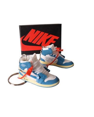 PORTE-CLES MINI SNEAKERS J1 "Off White" Bleu (EXCLUSIVITÉ : BOÎTE + 2 PORTE-CLÉS) - Cashville