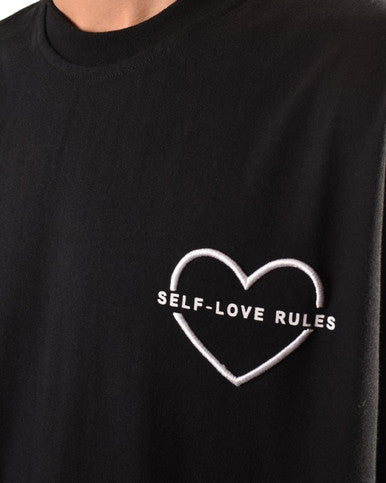 TSHIRT OVERSIZE ADJ "SELF RULES LOVE" NOIR - Cashville