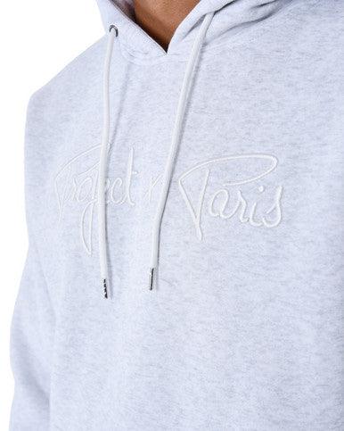 HOODIE PROJECT X PARIS GRIS CHINE SIGNATURE BLANCHE - Cashville