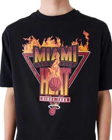 T-shirt Oversize Miami Heat NBA Flame Graphic NOIR - Cashville