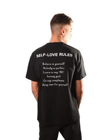 TSHIRT OVERSIZE ADJ "SELF RULES LOVE" NOIR - Cashville