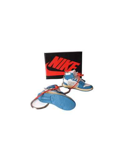 PORTE-CLES MINI SNEAKERS J1 "Off White" Bleu (EXCLUSIVITÉ : BOÎTE + 2 PORTE-CLÉS) - Cashville
