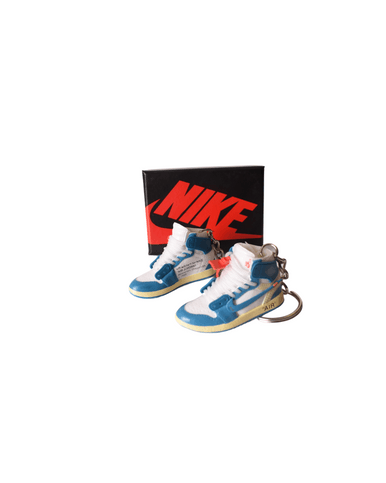 PORTE-CLES MINI SNEAKERS J1 "Off White" Bleu (EXCLUSIVITÉ : BOÎTE + 2 PORTE-CLÉS) - Cashville