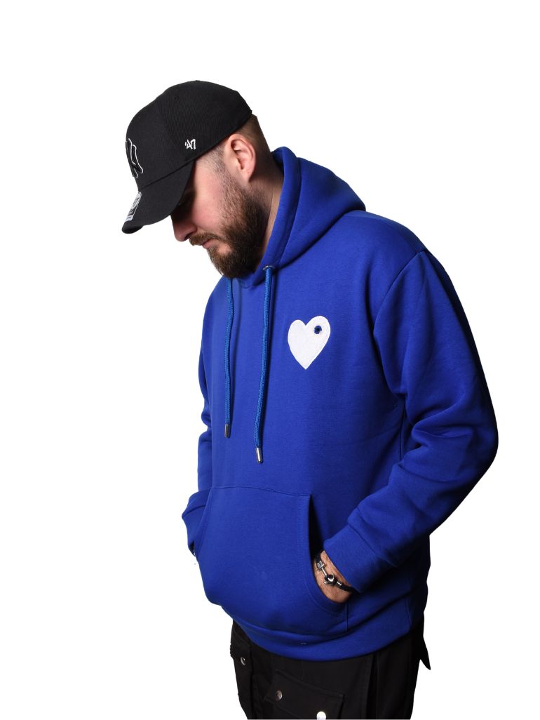 HOODIE ADJ BLEU INDIGO COEUR BLANC