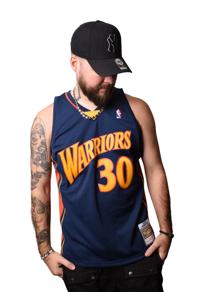 DEBARDEUR MITCHELL & NESS GOLDEN STATES WARRIORS CURRY BLEU