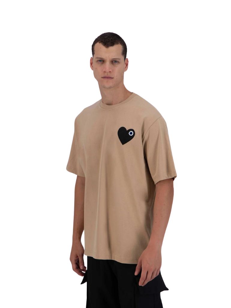 TSHIRT ADJ BEIGE COEUR GRIS