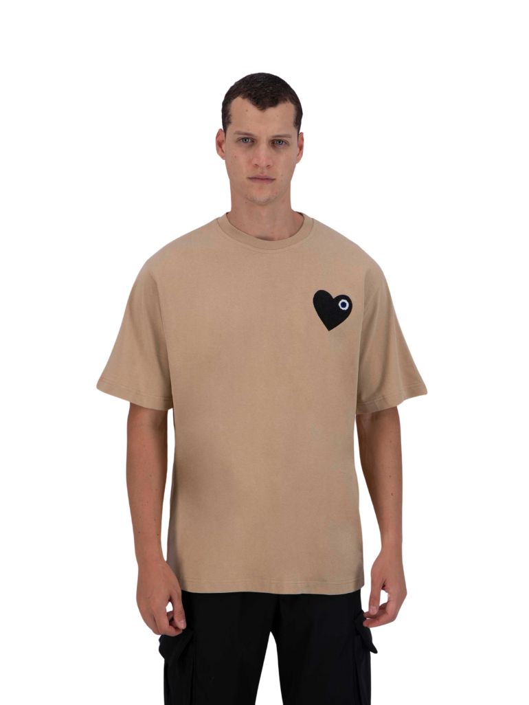 TSHIRT ADJ BEIGE COEUR GRIS