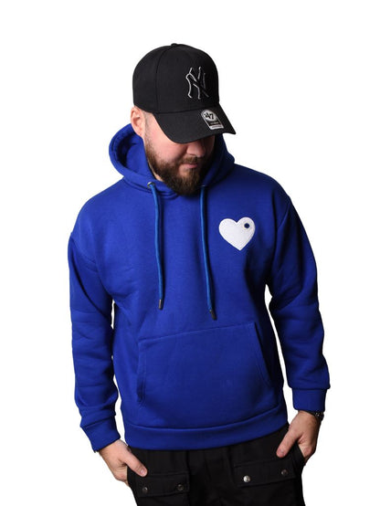 HOODIE ADJ BLEU INDIGO COEUR BLANC