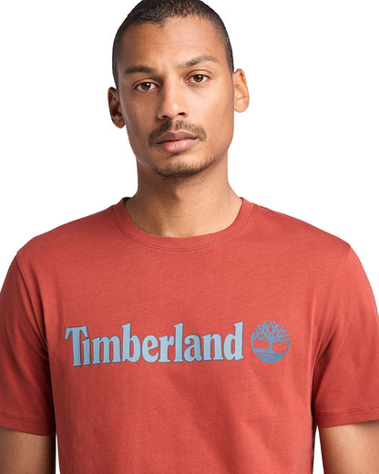 TSHIRT TIMBERLAND LINEAR LOGO SHORT SLEEVE ROUGE