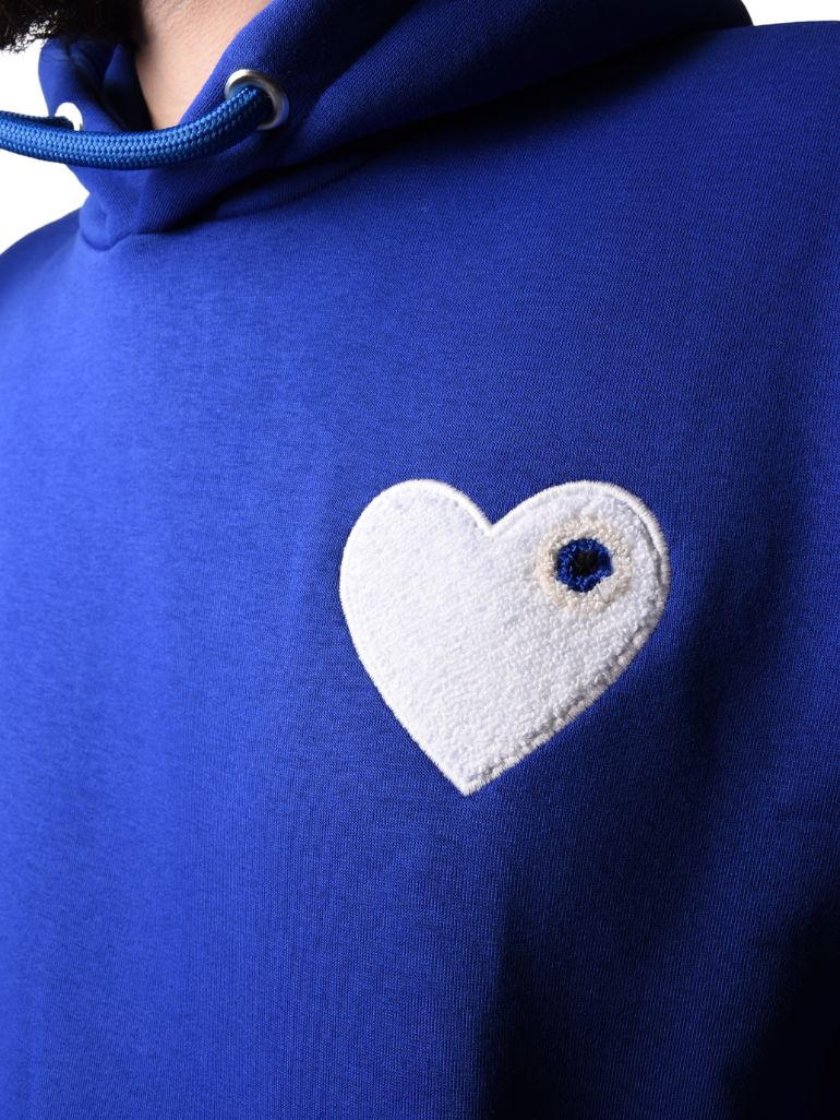 HOODIE ADJ BLEU INDIGO COEUR BLANC