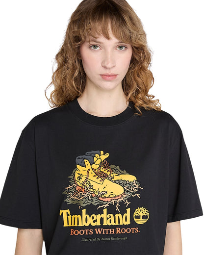 T-SHIRT TIMBERLAND MOTIF BOOT A L'AVANT NOIR