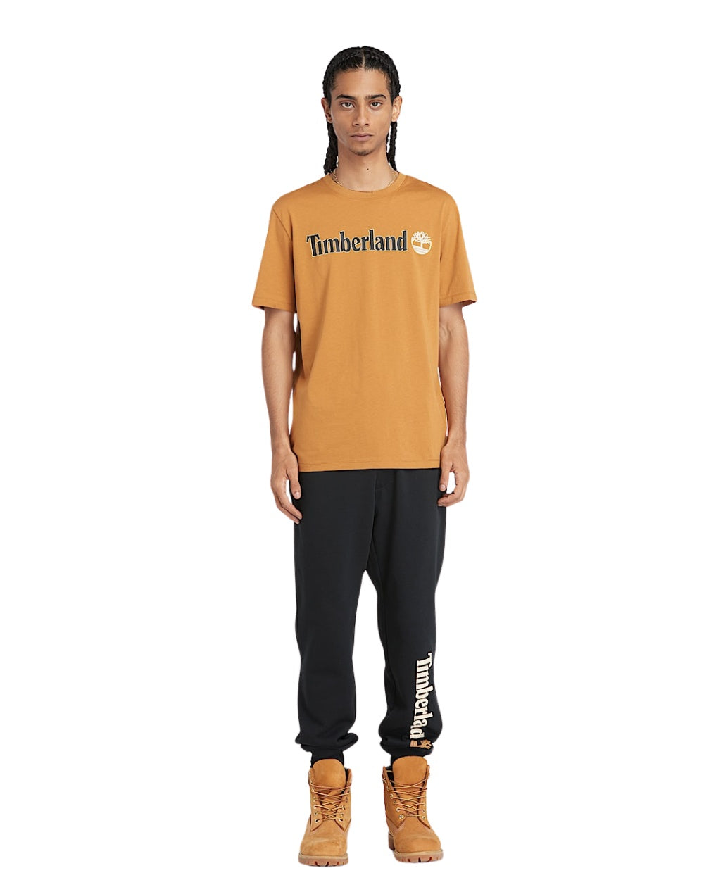 TSHIRT TIMBERLAND LINEAR LOGO SLEEVE MARRON