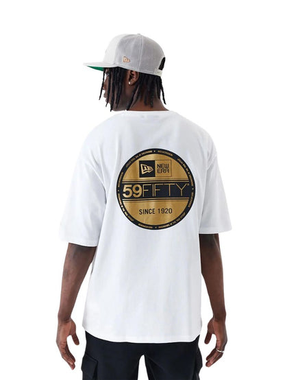 TEE NEW ERA STICKER 59 FIFTY BLANC