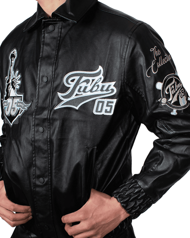 Veste Varsity Leather Noir Fubu - Cashville