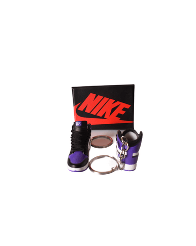 PORTE-CLES MINI SNEAKERS J1 "COURT PURPLE" VIOLET (EXCLUSIVITÉ : BOÎTE + 2 PORTE-CLÉS) - Cashville