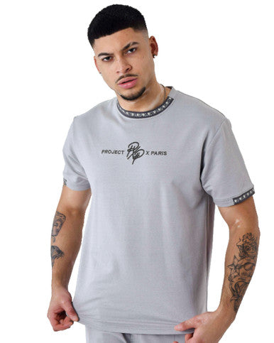 T-SHIRT PXP uni avec bande logo GRIS-CLAIR - Cashville