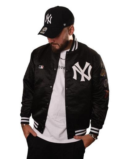 VESTE SATIN PATCH NEW YORK YANKEES NOIR - Cashville