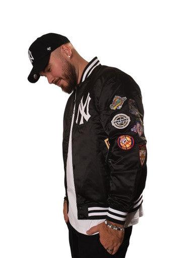 VESTE SATIN PATCH NEW YORK YANKEES NOIR - Cashville