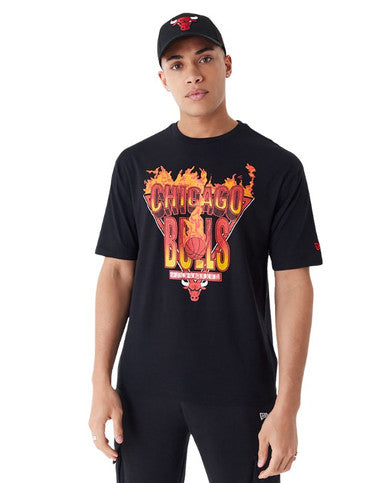 T-shirt Oversize Chicago Bulls NBA Flame Graphic NOIR