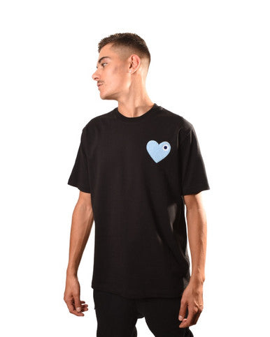 TSHIRT ADJ NOIR COEUR BLEU - Cashville