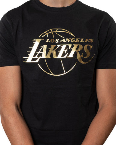 Tee Shirt Gold Metallic Los Angeles Lakers New Era Noir Doré.