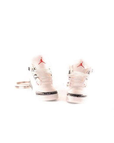 Porte-clés Mini Jordan 3 Blanc/Gris/Rouge