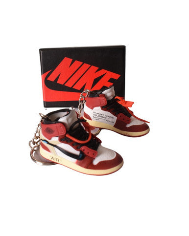 Porte-clés Mini Sneakers Jordan 1 Off White Rouge (EXCLUSIVITÉ : BOÎTE + 2 PORTE-CLÉS) - Cashville