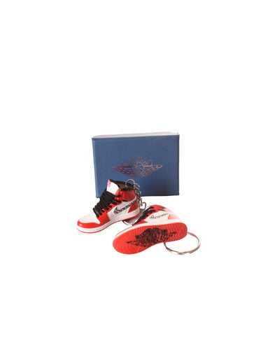 PORTE-CLES MINI SNEAKERS J1 "DIOR" ROUGE (EXCLUSIVITÉ : BOÎTE + 2 PORTE-CLÉS) - Cashville