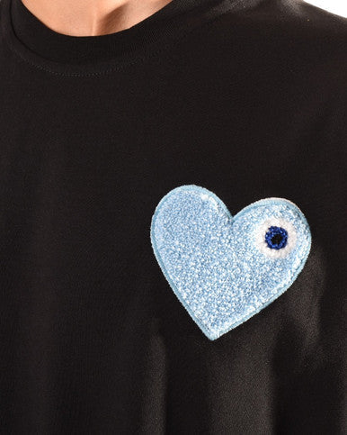 TSHIRT ADJ NOIR COEUR BLEU - Cashville