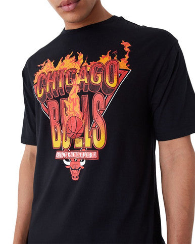 T-shirt Oversize Chicago Bulls NBA Flame Graphic NOIR - Cashville