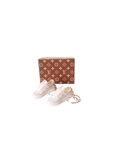 PORTE-CLES MINI SNEAKERS AIR FORCE 1 "VUITTON" BLANC (EXCLUSIVITÉ : BOÎTE + 2 PORTE-CLÉS) - Cashville