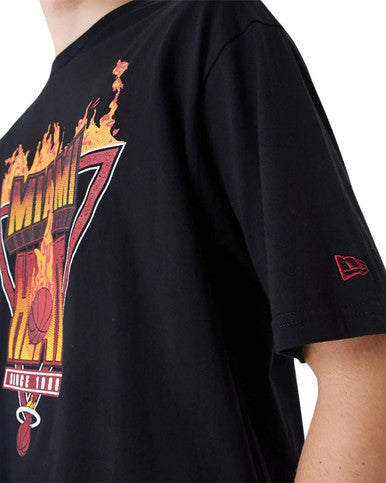 T-shirt Oversize Miami Heat NBA Flame Graphic NOIR - Cashville