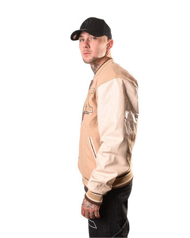 VESTE TEDDY KARL KANI RETRO PATCH WAVY MARRON - Cashville