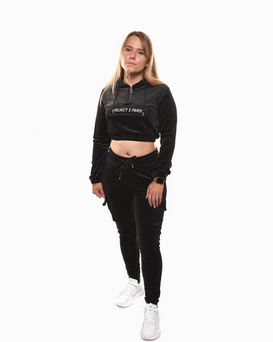 Hoodie Project X Paris Crop Femme Noir - Cashville